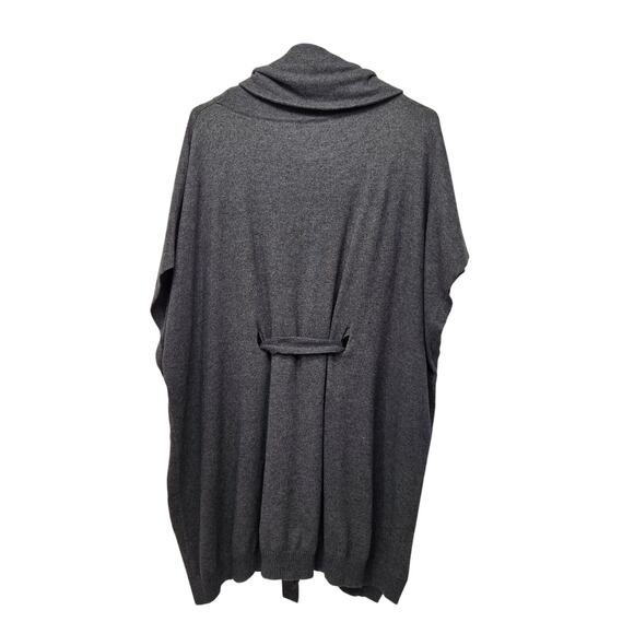 A Pea in the Pod Charcoal Gray Funnel Neck Belted Sweater Knit Poncho Women S/M - Picture 10 of 10